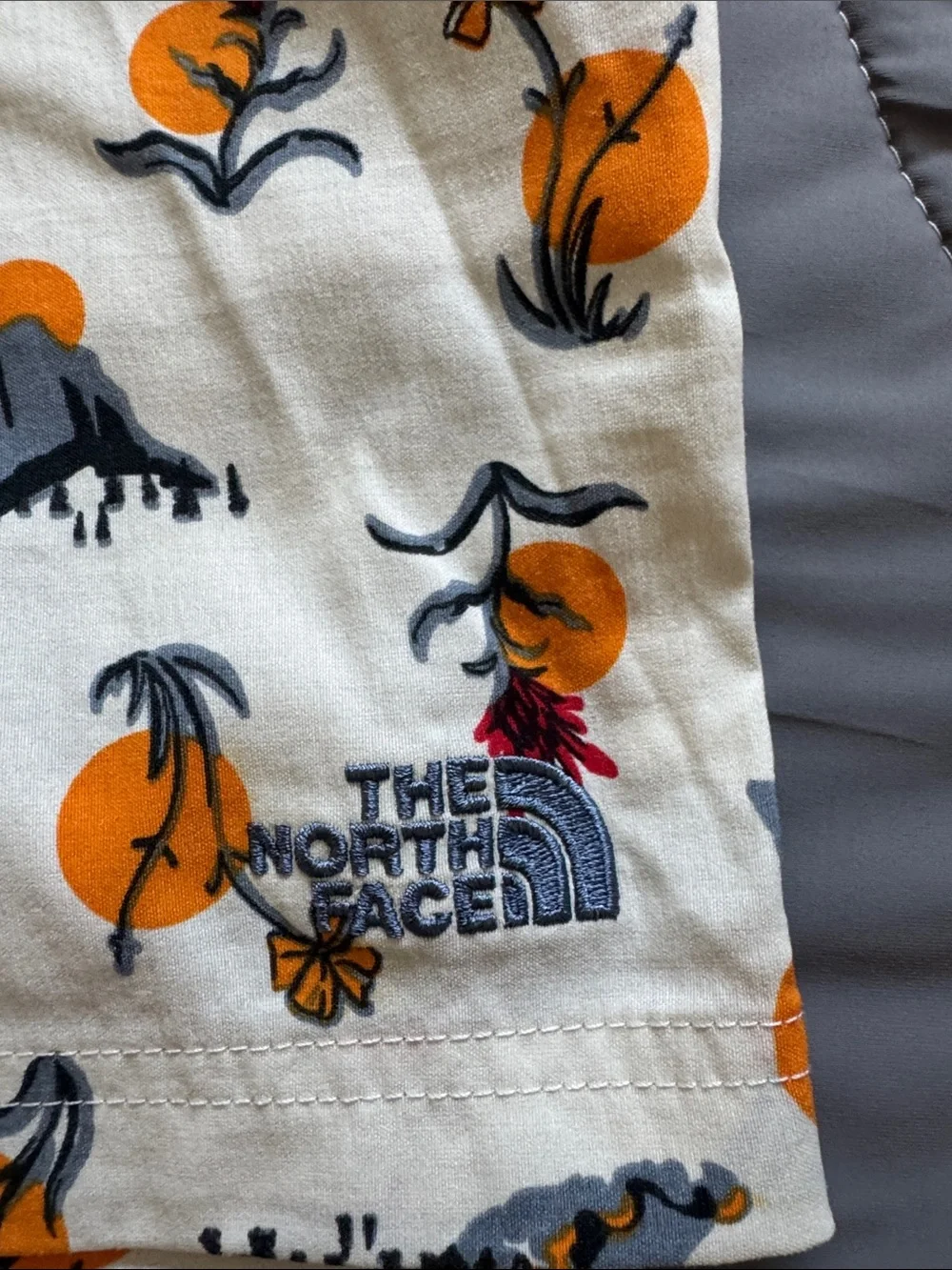 Men's The North Face Cream Desert Print Lounge Shorts - Cream withOrange Accents